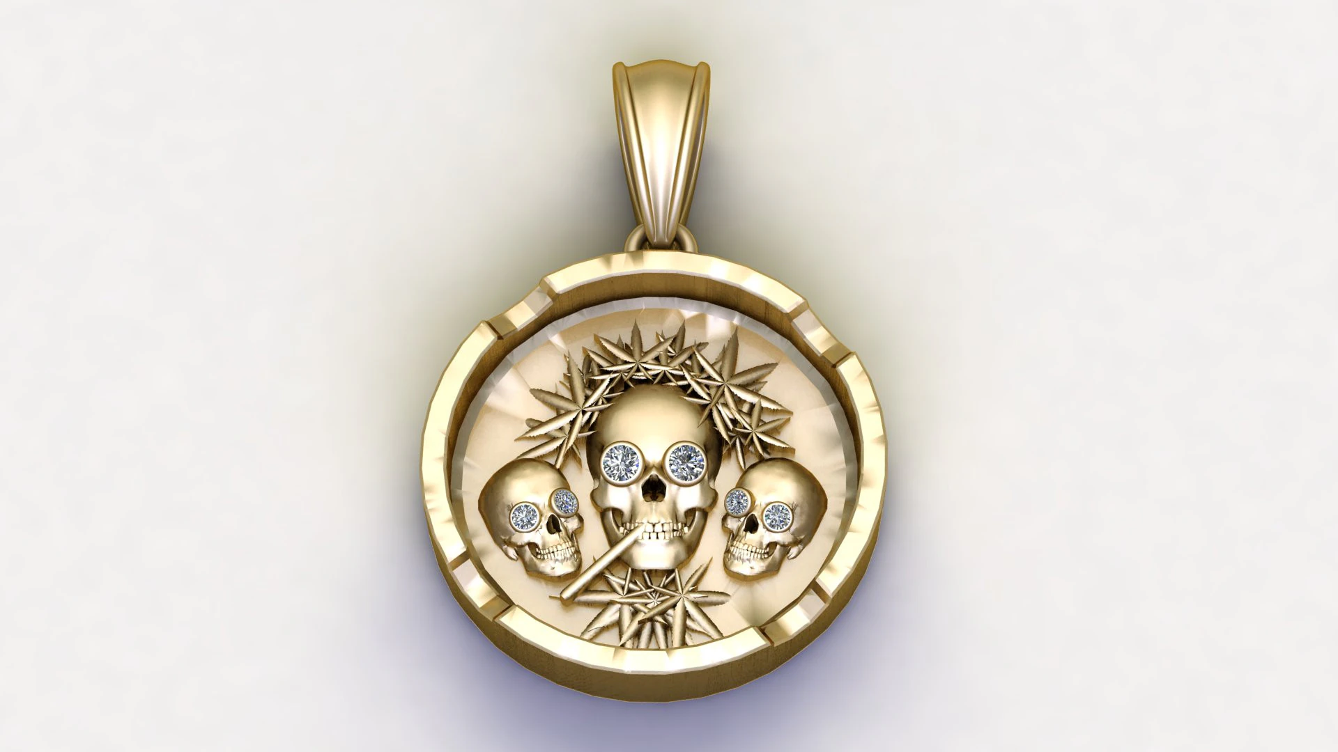 Gold skull pendant 3D Model .c4d .max .obj .3ds .fbx .stl .blend 