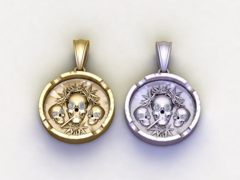 Gold skull pendant Modèle 3D