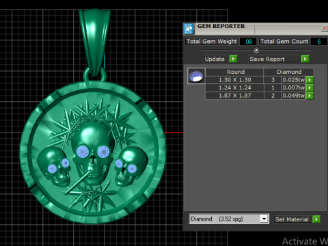 Gold skull pendant Modèle 3D