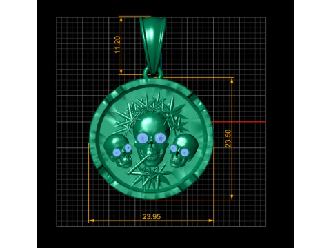 Gold skull pendant 3D Model
