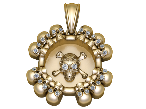 Gold skull pendant Model 3D