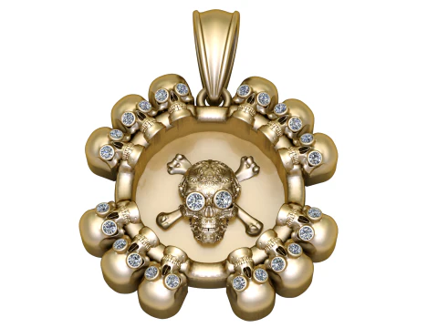 Gold skull pendant 3D Model