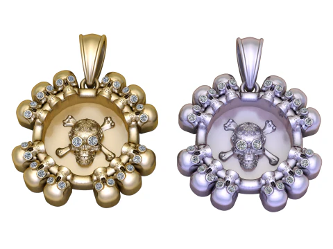 Gold skull pendant 3D Model