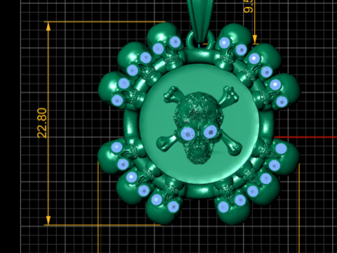 Gold skull pendant 3D 模型