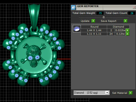 Gold skull pendant 3D Model