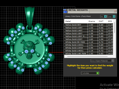 Gold skull pendant 3D 模型