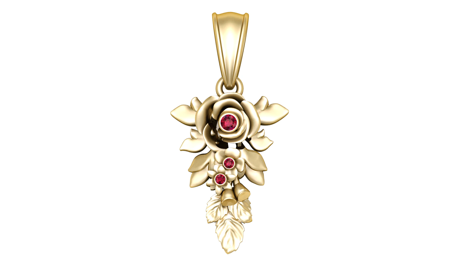 Gold rose pendant 3D Model .c4d .max .obj .3ds .fbx .stl .blend 