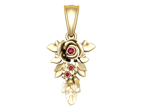 Gold rose pendant Model 3D