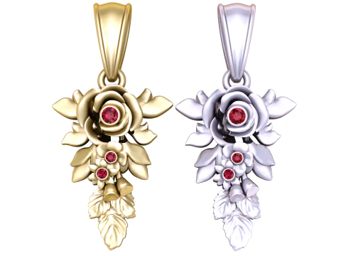 Gold rose pendant 3D Model