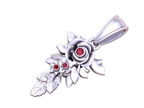 Gold rose pendant 3D Model