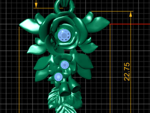 Gold rose pendant Model 3D