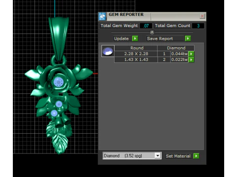 Gold rose pendant 3D Model