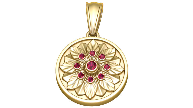 Gold floral medallion pendant 3D Model .c4d .max .obj .3ds .fbx .stl .blend