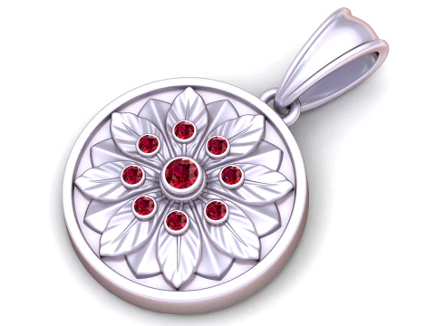 Gold floral medallion pendant 3D Model