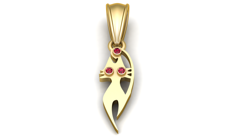Gold cat pendant 3D Modell .c4d .max .obj .3ds .fbx .stl .blend