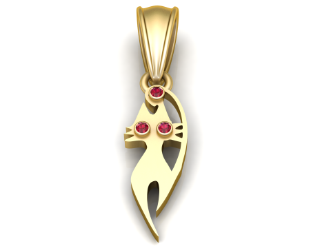 Gold cat pendant Modello 3D