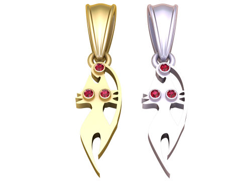 Gold cat pendant 3D Modell
