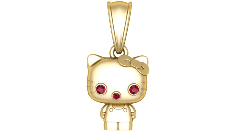 Gold kitty pendant 3D Model .c4d .max .obj .3ds .fbx .stl .blend 