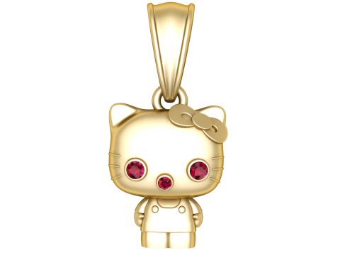 Gold kitty pendant Model 3D