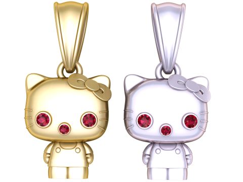 Gold kitty pendant 3D Model