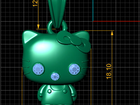 Gold kitty pendant 3D Model
