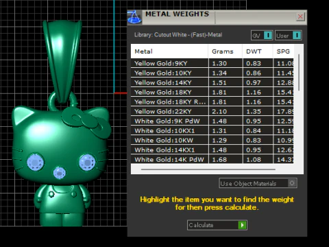 Gold kitty pendant 3D Model