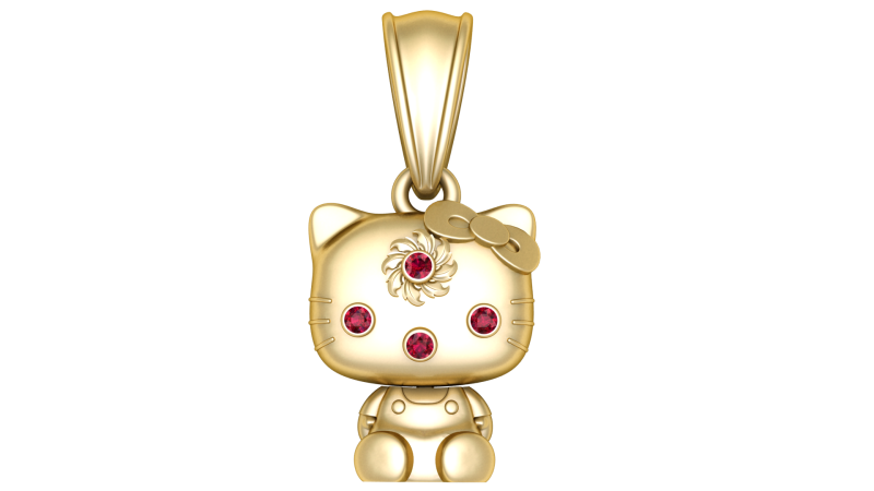 Gold kitty pendant 3D 模型 .c4d .max .obj .3ds .fbx .stl .blend 