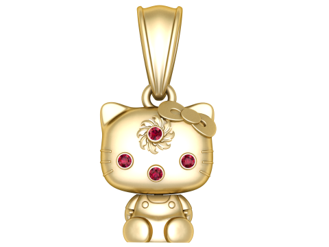 Gold kitty pendant Model 3D