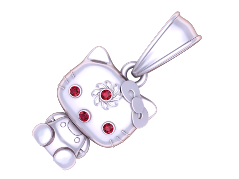 Gold kitty pendant 3D 模型