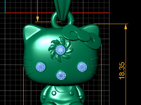 Gold kitty pendant 3D Model