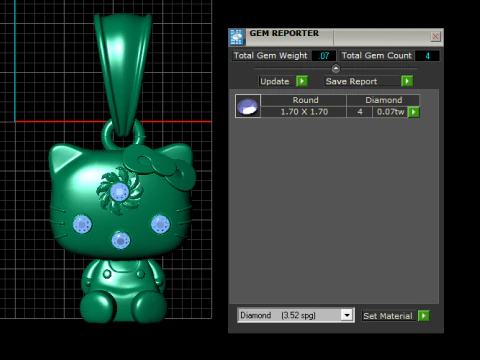 Gold kitty pendant 3D Model