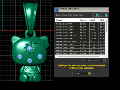Gold kitty pendant 3D Model