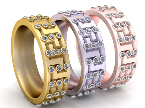 Gold band ring Modèles 3D en vedette