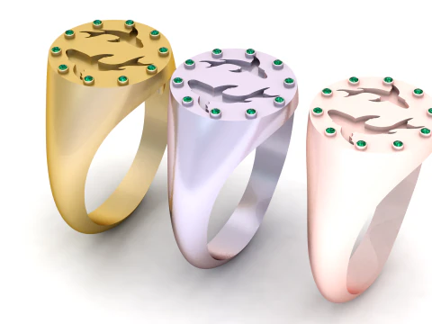 シグネットスタイルのリング 3Dプリントモデル