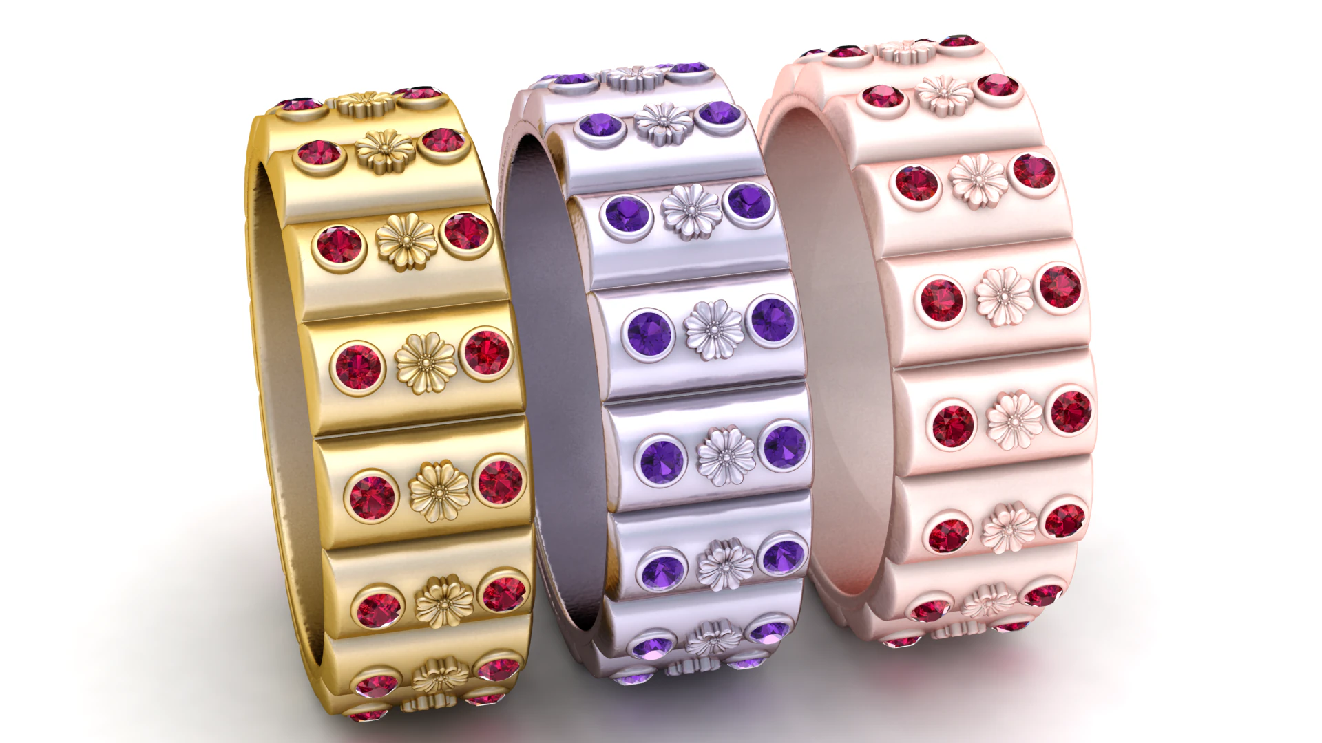 Floral band ring 3D Print Model .c4d .max .obj .3ds .fbx .stl .blend