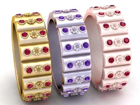 Floral band ring Model Cetak 3D