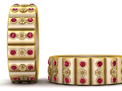 Floral band ring 3D Druckmodell