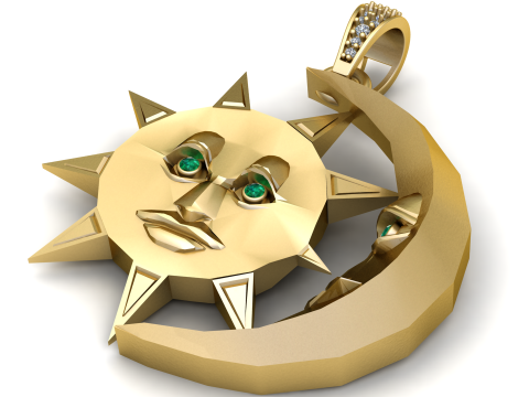 Eternal Sun Moon Pendant Model Cetak 3D
