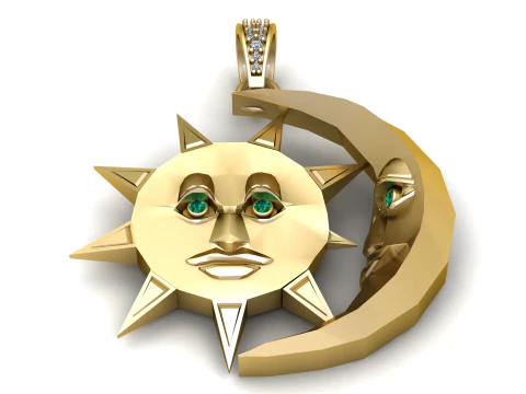 Eternal Sun Moon Pendant 3D Print Model