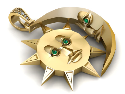 Eternal Sun Moon Pendant 3D Print Model