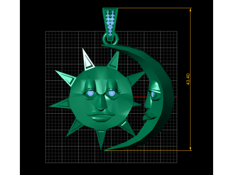 Eternal Sun Moon Pendant Modèles 3D en vedette
