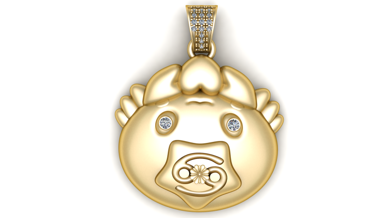 Golden Guardian Pendant 3D Print Model .c4d .max .obj .3ds .fbx .stl .blend 