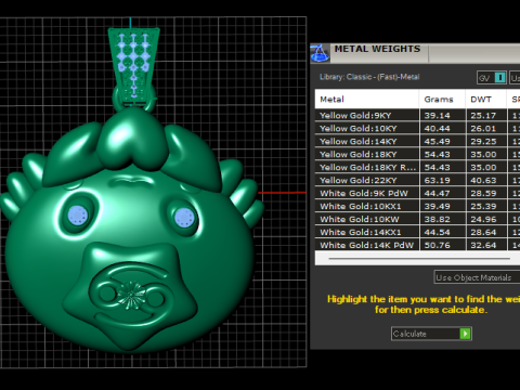 Golden Guardian Pendant 3D Print Model