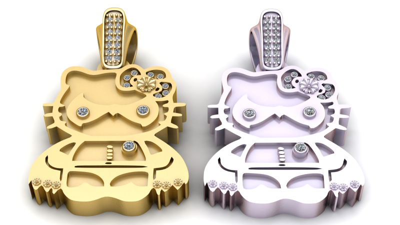 Sparkle Kitty Pendant Model do druku 3D .c4d .max .obj .3ds .fbx .stl .blend 