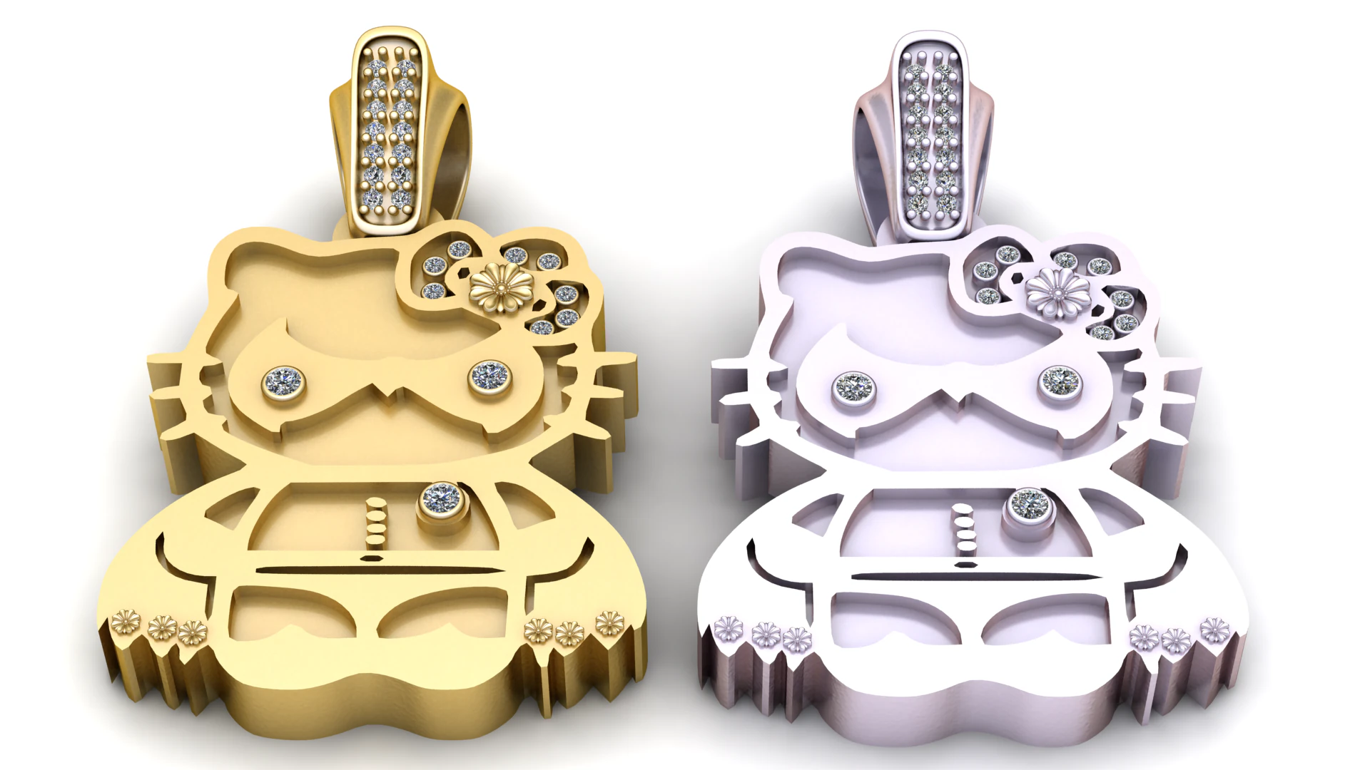 Sparkle Kitty Pendant 3D Print Model .c4d .max .obj .3ds .fbx .stl .blend 