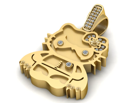 Sparkle Kitty Pendant 3D Print Model