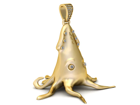 Celestial Squid Pendant 3D Print Model
