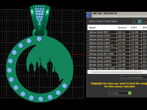 Elegant gold pendant 3D Print Model