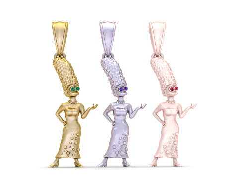 Golden Diva Pendant 3D Print Model