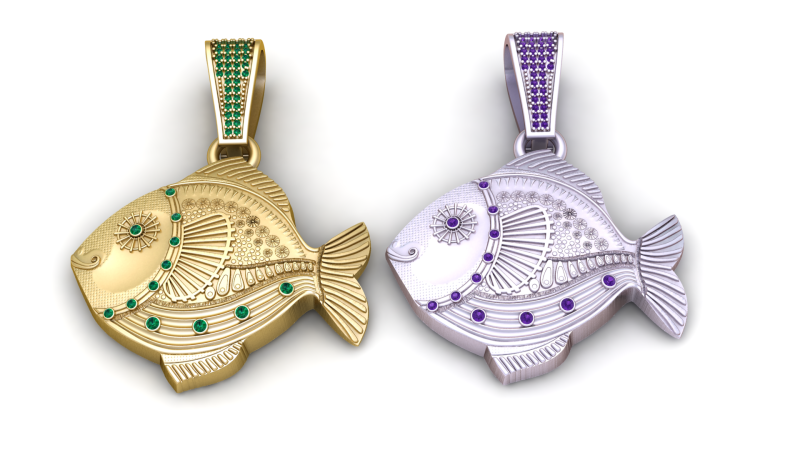 Golden Fish Pendant 3D Принт Модель .c4d .max .obj .3ds .fbx .stl .blend 